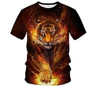 ARORALS Herren Tiger T-Shirt Sommer Kurzarm Tees Tops Fantasie Tier Thema Sweatshirt Realistisches Grafik Shirt, Gold, 4X-Groß