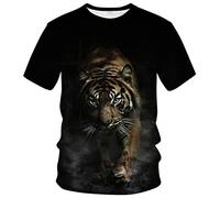 ARORALS Herren Tiger T-Shirt Sommer Kurzarm Tees Tops Fantasy Tier Thema Shirt Realistische Grafik Shirt, Schwarz, L