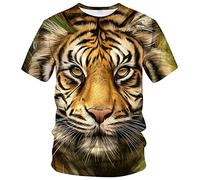 ARORALS Herren Tiger T-Shirt Sommer Kurzarm Tees Tops Fantasy Tier Thema Shirt Realistische Grafik Shirt, gelb, Klein