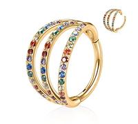 AROWRO 16G Triple Septum Nasenring Conch Helix Daith Lobe Ohrringe Hoop Chirurgenstahl Septum Helix Conch Daith Nase Piercing Schmuck Lippenring Huggie Creolen 10mm Gold