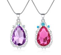 AROWRO 2 Stück Sofia Halskette die erste Amulett und Elena Prinzessin Zwillingsschwester Teardrop Halskette Prinzessin Kostüme Schmuck für Mädchen