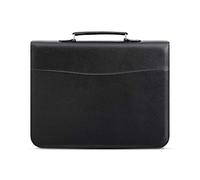 Arpan A4 Konferenzmappe mit Griff, Ringbuch, Folio mit Reißverschluss, weich gepolsterter Hülle, Schwarz