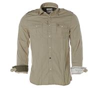 ARQUEONAUTAS Langarm Karohemd Hemd Crash Look Beige M