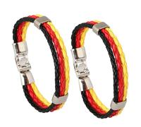 arrderly 2 Stück Lederarmband，Armband Armreif geflochten Leder Fahne,Stylisches Armband, Fußball Weltmeisterschaft WM & EM Länder Flagge Armreif