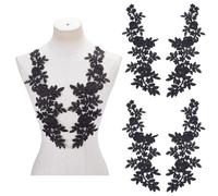 arricraft 2 Paar Blumen Spitzenapplikationen Schwarze Spitzenapplikationen Aus Polyesterstoff Bestickte Blumenapplikationen Zum Aufnähen Für Kleidung Hochzeitskleid Spitzenstoff DIY Dekoration