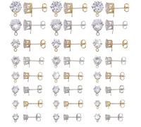 arricraft 48 Stück 8 Stile 925 Sterling Silber Ohrstecker Beschläge Mit Schlaufen Ohrstecker Set Aus Zirkonia Mit Ohrmuttern Aus Sterlingsilber Für Damen DIY Ohrring Schmuckherstellung