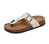 ARRIGO BELLO Flip Flops Damen Sandalen Kork Innensohle Verstellbaren Schnallenriemen Sommer Zehentrenner Rutschfesten Einlegesohlen Größen EU 36-41(B Weiß,39)