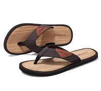 ARRIGO BELLO Flip Flops Herren Zehentrenner Leder badelatschen Sommerschuhe Rutschfest Sandalen Flipflop Größe 41-46 (B Dunkelbraun, 43 EU)