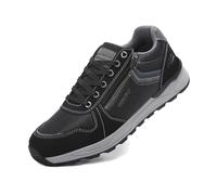 ARRIGO BELLO Freizeitschuhe Herren Schuhe Kunstleder Sneaker Bequem Sportschuhe Reißverschlüsse Walkingschuhe Leichtgewicht Arbeitsschuhe Schwarz EU42