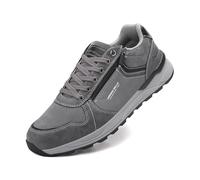 ARRIGO BELLO Freizeitschuhe Herren Schuhe Kunstleder Sneaker Bequem Sportschuhe Reißverschlüsse Walkingschuhe Leichtgewicht Grau EU45