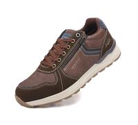 ARRIGO BELLO Freizeitschuhe Herren Schuhe Kunstleder Sneaker Bequem Sportschuhe Reißverschlüsse Walkingschuhe Leichtgewicht Arbeitsschuhe Braun EU45