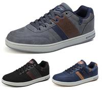 ARRIGO BELLO Freizeitschuhe Herren Sneaker PU Leder Walkingschuhe Atmungsaktive Athletic Formal Classic Sportschuhe 41-46, Grau S, Größe 44