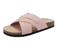 ARRIGO BELLO Pantoletten Damen Bequeme Leder Sandalen Mode rutschfeste Hausschuhe Arch Support Sommer Outdoor Badelatschen Größe 36-41(C Rosa,Größe 41)