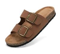 ARRIGO BELLO Pantoletten Damen Sandalen Verstellbare Rieme Badelatschen Rutschfestet Hausschuhe Indoor Outdoor Größe 36-41(Braun,40)