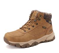 ARRIGO BELLO Winterschuhe Herren Winterboots Gefüttert Winterstiefel Leder Stiefel Warmes Fell Trekking Stiefeletten Größe 41-46(A Braun,Größe 45)