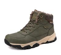 ARRIGO BELLO Winterschuhe Herren Winterboots Gefüttert Winterstiefel Leder Stiefel Warmes Fell Trekking Stiefeletten Größe 41-46(A Grün,Größe 46)