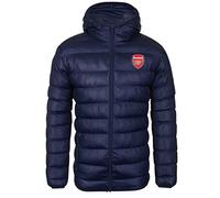 Arsenal FC - Herren Winter-Steppjacke mit Kapuze - Offizielles Merchandise - Geschenk für Fußballfans - Dunkelblau mit Wappen - XL