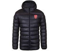 Arsenal FC - Herren Winter-Steppjacke mit Kapuze - Offizielles Merchandise - Geschenk für Fußballfans - Schwarz mit Wappen - XL
