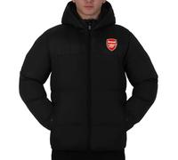 Arsenal FC - Herren Winter-Steppjacke mit Kapuze - Offizielles Merchandise - Geschenk für Fußballfans - Schwarz mit Reißverschluss - 3XL