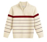 Arshiner Gestreifter Jungen Pullover Leichter Troyer Casual Strickpullover Jungs Uniform Strickpullover für Herbst Winter Kinder Sweater, 5-6 Jahre 120