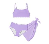 Arshiner Mädchen Bikini Set 3-teilig Sportlicher Tankini mit Cover Up Weich Elastisch Badebekleidung Kinder Bademode mit Verstellbaren Trägern Badeanzug für Mädchen 15-16 Jahre