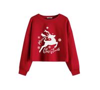Arshiner Mädchen Weihnachten Sweatshirt Kinder Festliches Pullover Langarm Tshirt Tops Casual Baumwolle Oberteil Kinderkleidung 120