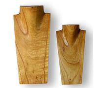 ART-CRAFT Halskettenständer Schmuckständer Halskettendisplay Schmuckbüste aus Holz Natur 2er Set 20 und 30 cm