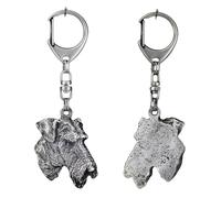 Art-Dog Niedlicher Hundeschlüsselanhänger - Exklusive Kollektion Airedale Terrier II Schlüsselanhänger Hund - Versilberte Keyring mit 2,5 cm Schloss - 4,3x5x10,7cm