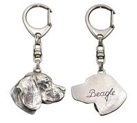 Art-Dog Niedlicher Hundeschlüsselanhänger - Exklusive Kollektion Beagle Schlüsselanhänger Hund - Versilberte Keyring mit 2,5 cm Schloss - 3,5x4,4x7,8cm