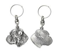 Art-Dog Niedlicher Hundeschlüsselanhänger - Exklusive Kollektion Boxer (Unkupierte Ohren) Schlüsselanhänger Hund - Versilberte Keyring mit 2,5 Schloss - 3,5x3,9x8,6cm