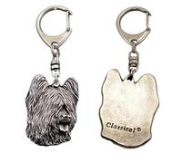 Art-Dog Niedlicher Hundeschlüsselanhänger - Exklusive Kollektion Briard Schlüsselanhänger Hund - Versilberte Keyring mit 2,5 cm Schloss - 5,1x3,8x8,8cm