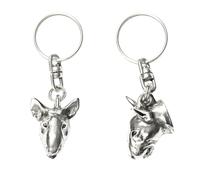 Art-Dog Niedlicher Hundeschlüsselanhänger - Exklusive Kollektion Bull Terrier - Bullterrier (Wiederholung) 3D Schlüsselanhänger Hund - Versilberte Keyring mit 2,5 Schloss - 2,7x2,5x9,3cm