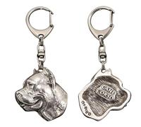 Art-Dog Niedlicher Hundeschlüsselanhänger - Exklusive Kollektion Cane Corso Schlüsselanhänger Hund - Versilberte Keyring mit 2,5 cm Schloss - 4,6x3,8x8,7cm