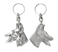 Art-Dog Niedlicher Hundeschlüsselanhänger - Exklusive Kollektion Dobermann Classical - Klassischer Dobermann Schlüsselanhänger Hund - Versilberte Keyring mit 2,5 Schloss - 5,2x4,7x9,6cm