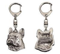 Art-Dog Niedlicher Hundeschlüsselanhänger - Exklusive Kollektion French Bulldog - Französische Bulldogge II Schlüsselanhänger Hund - Versilberte Keyring mit 2,5 cm Schloss - 4,5x3,3x10cm