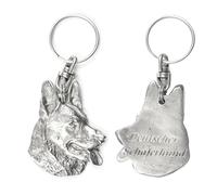 Art-Dog Niedlicher Hundeschlüsselanhänger - Exklusive Kollektion German Shepherd - Deutscher Schäferhund Schlüsselanhänger Hund - Versilberte Keyring mit 2,5 Schloss - 5x3,8x8,8cm