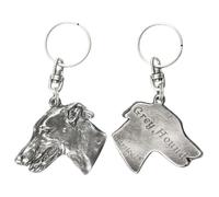 Art-Dog Niedlicher Hundeschlüsselanhänger - Exklusive Kollektion Grey Hound - Greyhound Schlüsselanhänger Hund - Versilberte Keyring mit 2,5 Schloss - 4,7x5,1x9cm