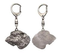 Art-Dog Niedlicher Hundeschlüsselanhänger - Exklusive Kollektion Irish Wolfhound Schlüsselanhänger Hund - Versilberte Keyring mit 2,5 cm Schloss - 4,5x4x9cm