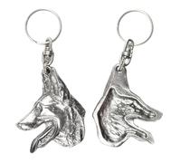 Art-Dog Niedlicher Hundeschlüsselanhänger - Exklusive Kollektion Malinois Schlüsselanhänger Hund - Versilberte Keyring mit 2,5 Schloss - 5,8x4,8x10,1cm
