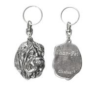Art-Dog Niedlicher Hundeschlüsselanhänger - Exklusive Kollektion Shar-Pei Schlüsselanhänger Hund - Versilberte Keyring mit 2,5 Schloss - 5,1x3,7x9,5cm