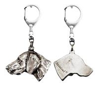 Art-Dog Niedlicher Hundeschlüsselanhänger - Exklusive Kollektion Weimaraner Schlüsselanhänger Hund - Versilberte Keyring mit 2,5 cm Schloss - 4x4,2x8,9cm