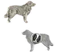 Art-Dog Unikate Silber Hund Anstecknadel - Versilbert Handmade - Broschen Frauen - Lustige Pins - Silber Brosche Schmuck - Golden Retriever - 2,3x2,9x4cm