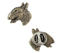 Art-Dog Unikate Silber Hund Anstecknadel - Versilbert Handmade - Broschen Frauen - Lustige Pins - Silber Brosche Schmuck - Bullterrier I - 2x2,2x4cm
