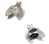Art-Dog Unikate Silber Hund Anstecknadel - Versilbert Handmade - Broschen Frauen - Lustige Pins - Silber Brosche Schmuck - Bullterrier II - 1,8x2,1x4,5cm