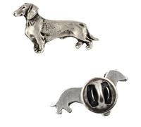 Art-Dog Unique Edition Silber Hund Anstecknadel mit Eleganten Schatulle - Versilbert Handmade - Broschen Frauen - Silber Brosche Schmuck - Teckel - 1,6x2,5x4cm