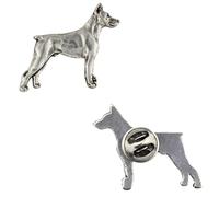 Art-Dog Unique Edition Silber Hund Anstecknadel mit Eleganten Schatulle - Versilbert Handmade - Broschen Frauen - Silber Brosche Schmuck - Dobermann - 2,9x3,1x5cm