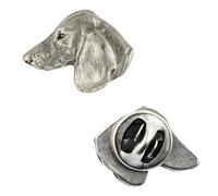 Art-Dog Unique Edition Silber Hund Anstecknadel mit Eleganten Schatulle - Versilbert Handmade - Broschen Frauen - Silber Brosche Schmuck - Teckel I - 1,6x2,1x3cm