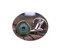 Art Picture Manschettenknöpfe, Pfauen-Manschettenknöpfe, Pfauenfeder-Manschettenknöpfe, Tiere Manschettenknöpfe & Krawattennadeln, Steampunk-Manschettenknöpfe, Herren-Accessoires, Bräutigam Hochzeit