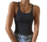 Artfish Damen Ärmelloses Tanktop, figurbetont mit Rundhalsausschnitt, geripptem Strick und schlichtem Design, Basic-Camisole-Shirt., Groß