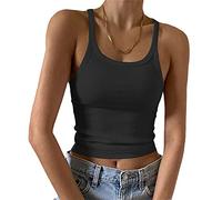 Artfish Damen Ärmelloses Tanktop, figurbetont mit Rundhalsausschnitt, geripptem Strick und schlichtem Design, Basic-Camisole-Shirt., X-Klein